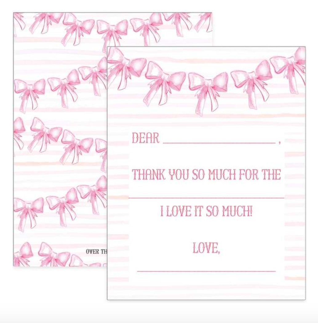 Pink Bow Children's Thank You Notecards