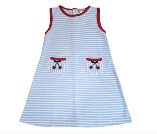 Cherry Blue Striped girl's A line dress