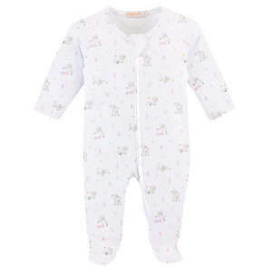 Counting Baby Sheep Pink Printed Zipped Footie