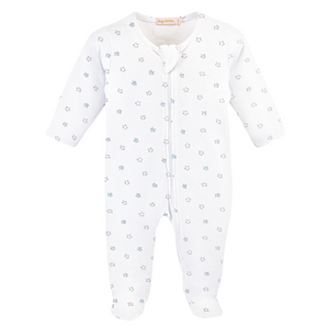 Blue Little Stars Printed Zipped Footie