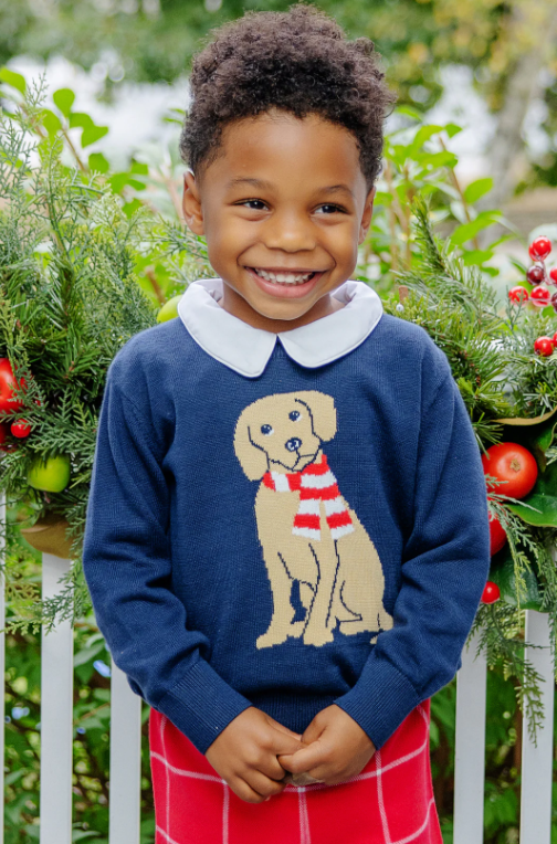 Isaacs Intarsia Sweater- Nantucket Navy/ Dog