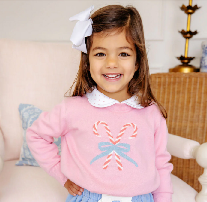 Isabelle's Intarsia Sweater - Hamptons Hot Pink/Candy Canes