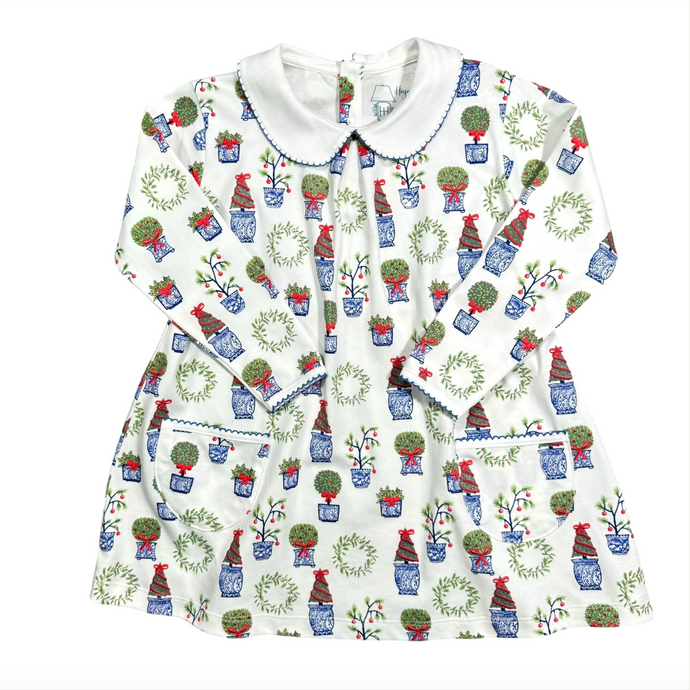 LS Pocket Twirl Dress - Topiaries