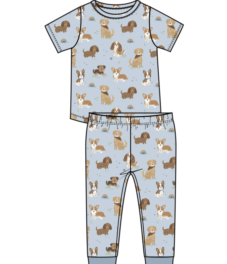 Best Friend Dogs Blue S/s Loungewear Set