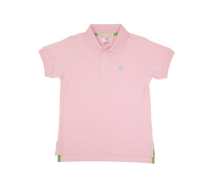 Prim and Proper Polo SS- Pima- Palm Beach Pink/ Buckhead Blue