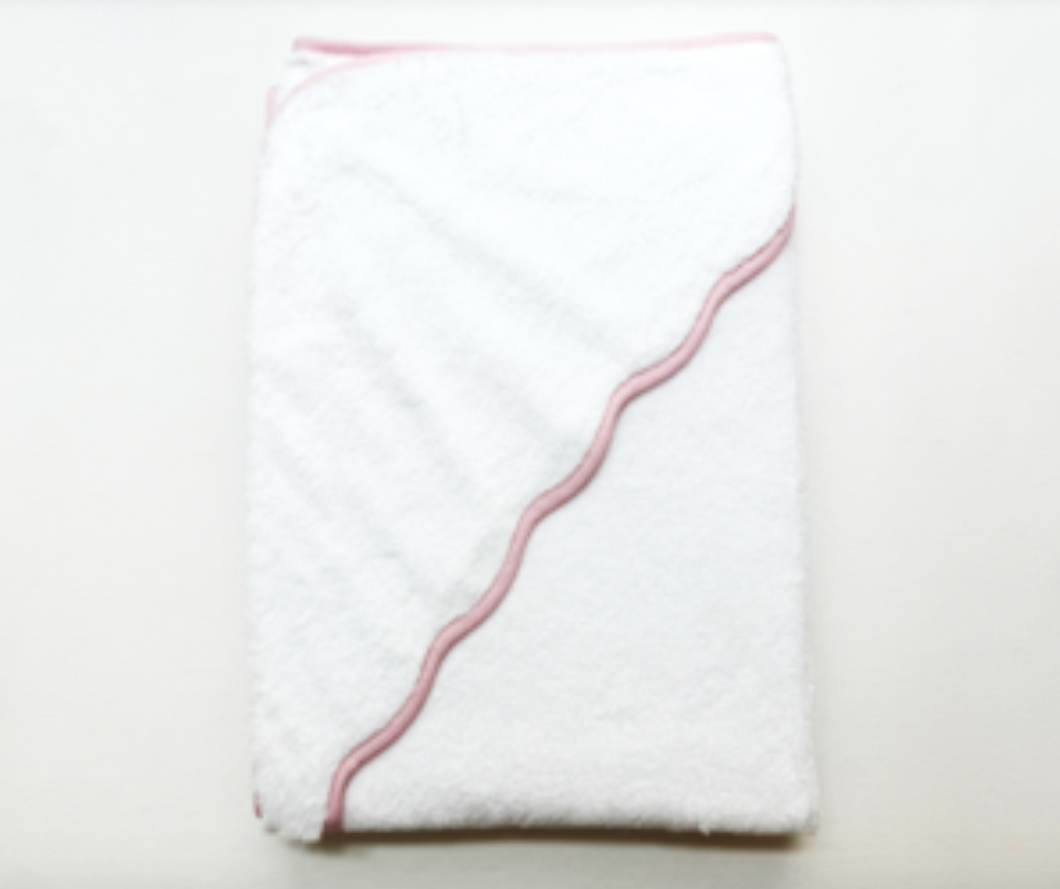 Hooded Towel- Pink Stripe Trim