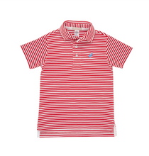 Prim and Proper Polo SS- Pima- Richmond Red Stripe/ Barbados Blue