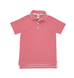 Prim and Proper Polo SS- Pima- Richmond Red Stripe/ Barbados Blue