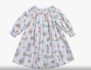 Honey Bear Hand Smocked Bishop Dress