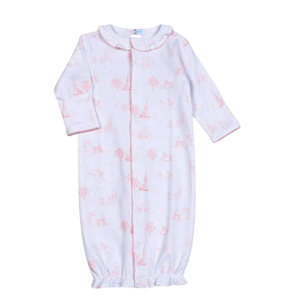 Pink Baby Toile Pima Converter Gown