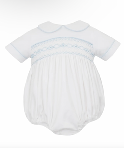 White & Blue Peter Pan Collar Bubble