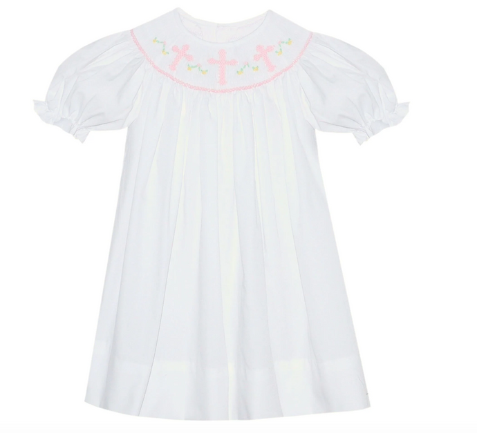 White Savannah Bishop Dress-Cross