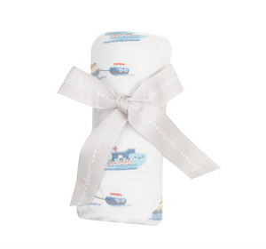 Bubbly Tugboats Swaddle Blanket