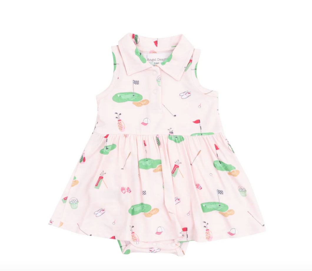 Golf Things Pink Polo Collar Bodysuit Dress