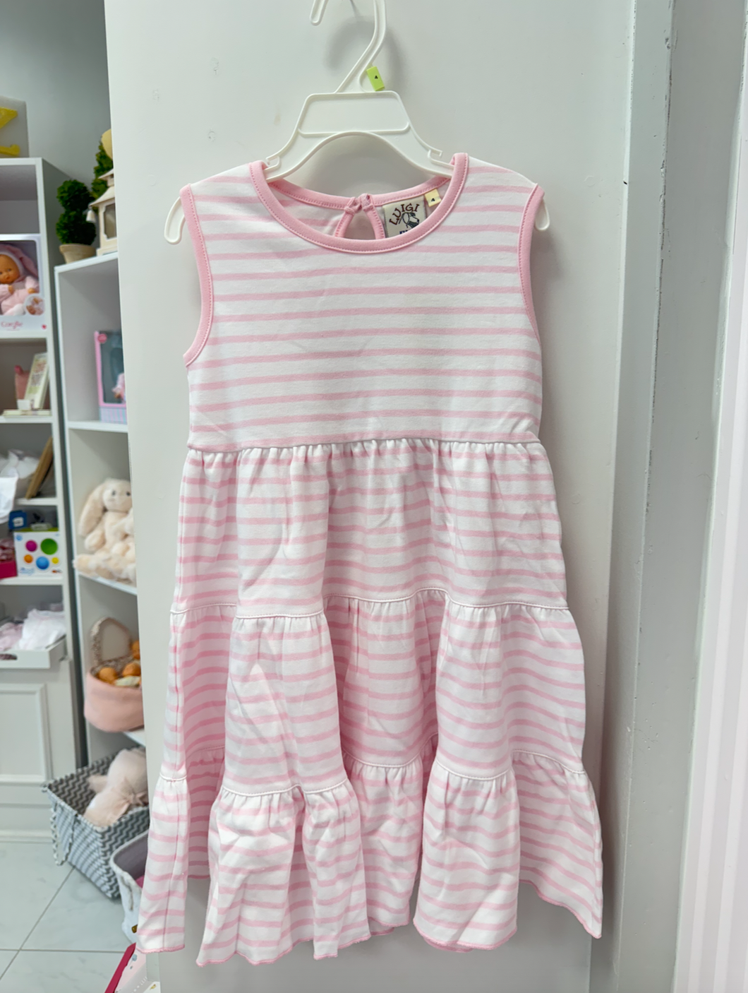 Striped Sleeveless Tiered Dress