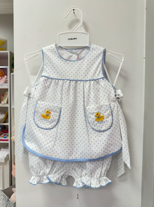 Embroidered Duck Polka Dot Bloomer Set