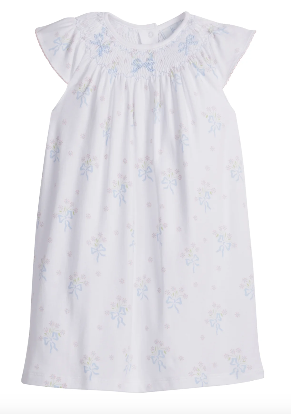 Smocked Bishop Dress- Blue Bow
