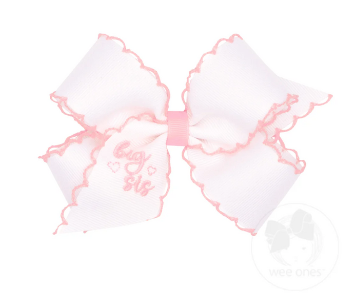 Medium Big Sister Embroidered Bow