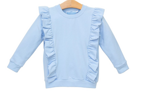 Laura Ruffle Pullover- Light Blue
