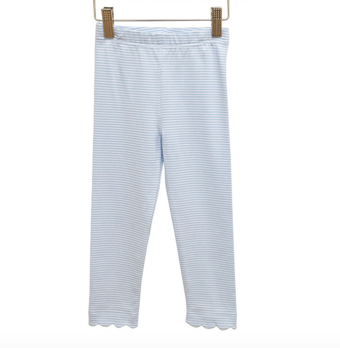 Scallop Leggings in Light Blue Stripe