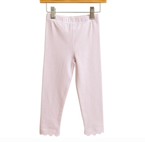Scalloped Leggings in Light Pink Stripe