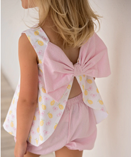 Lottie Bloomer Set-Lemon Top With Pink Checker Seersucker Back Bow