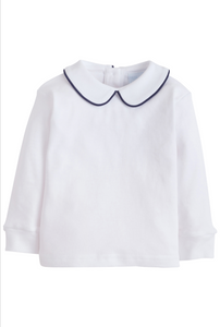 Piped Peter Pan Shirt- Navy