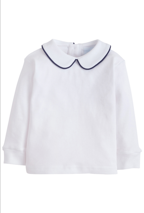 Piped Peter Pan Shirt- Navy