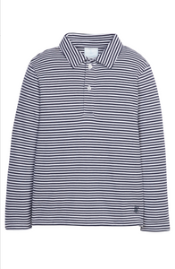 Long Sleeve Polo -Navy Striped