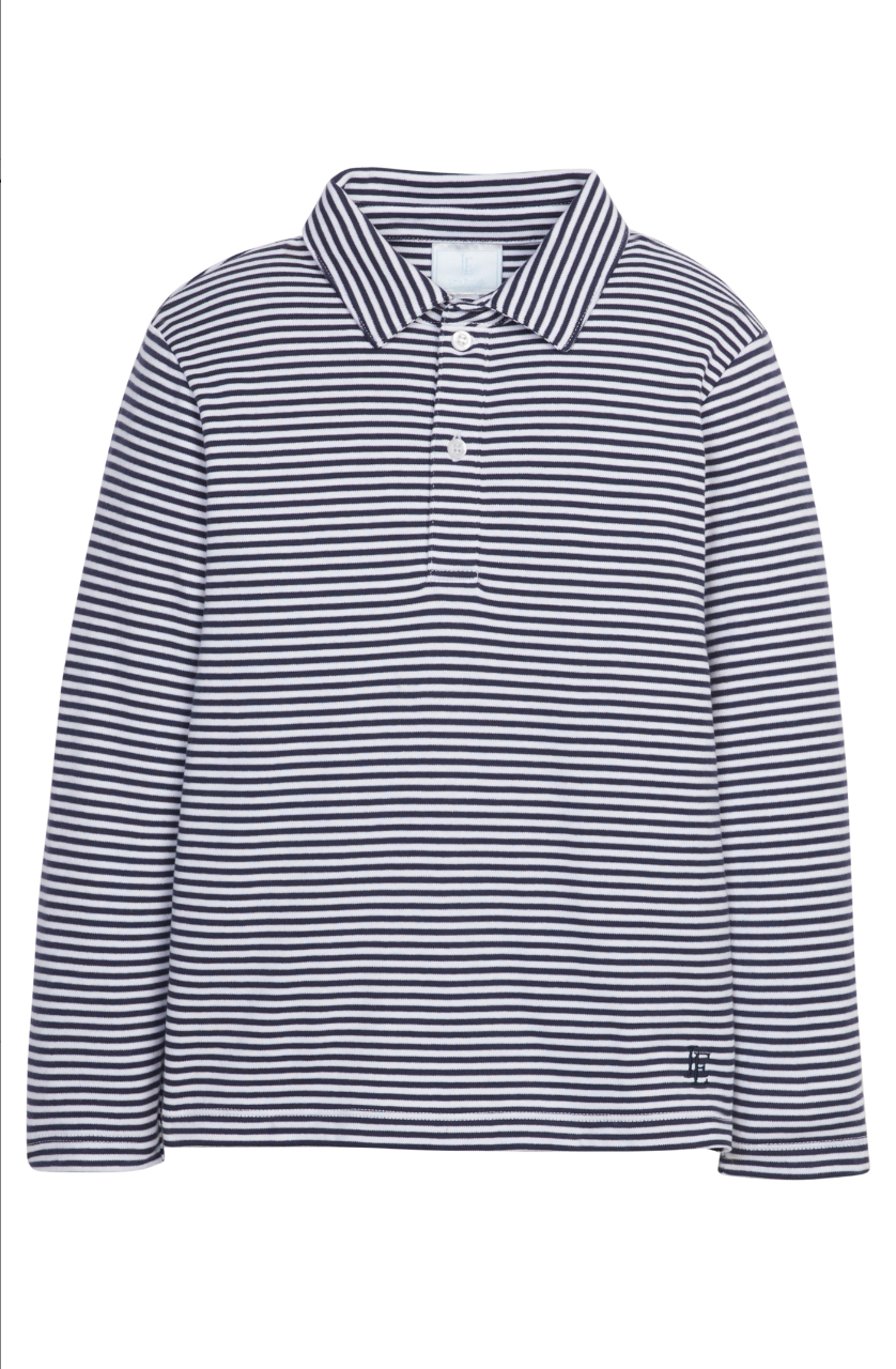 Long Sleeve Polo -Navy Striped