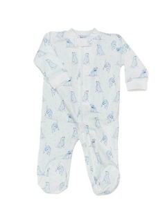 Blue Puppy Love Zipper Footie