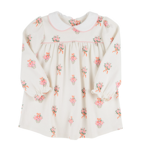 Long Sleeve Maerin Fitz Frock in Nonesuch Stems/Worth Ave White/Sandpearl Pink