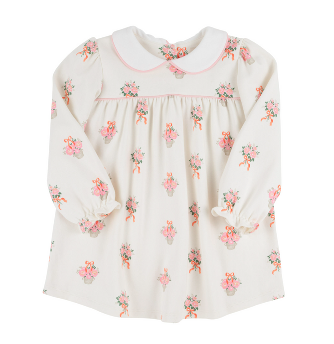 Long Sleeve Maerin Fitz Frock in Nonesuch Stems/Worth Ave White/Sandpearl Pink