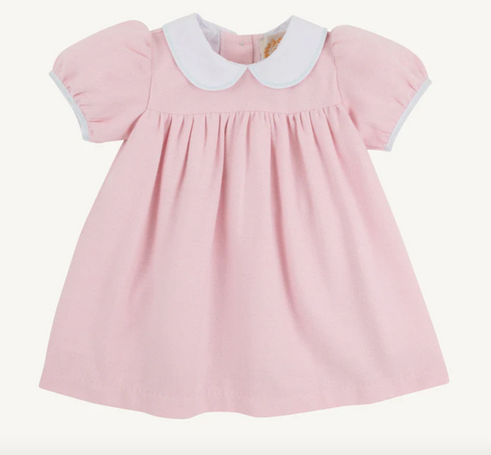 Adaire Dress in Sandpearl Pink Herringbone/Worth Ave White