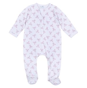 Baby Teddy Zipper Footie in Pink