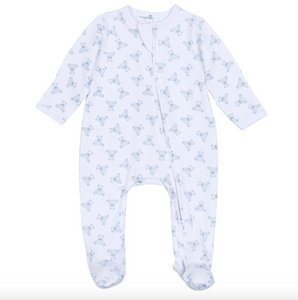 Baby Teddy Zipper Footie in Light Blue