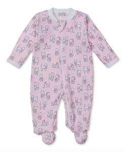 Pack of Pups Zippered Footie - Pink