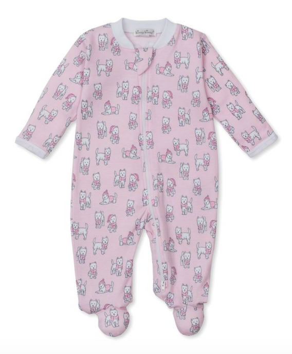 Pack of Pups Zippered Footie - Pink