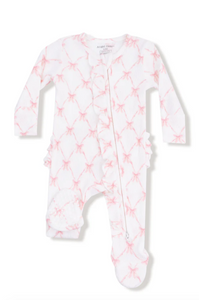 Ribbon Bow Trellis - 2 Way Ruffle Zipper Footie