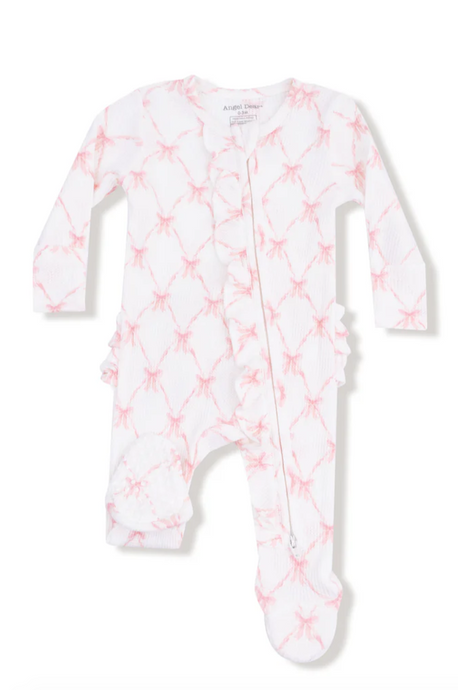 Ribbon Bow Trellis - 2 Way Ruffle Zipper Footie