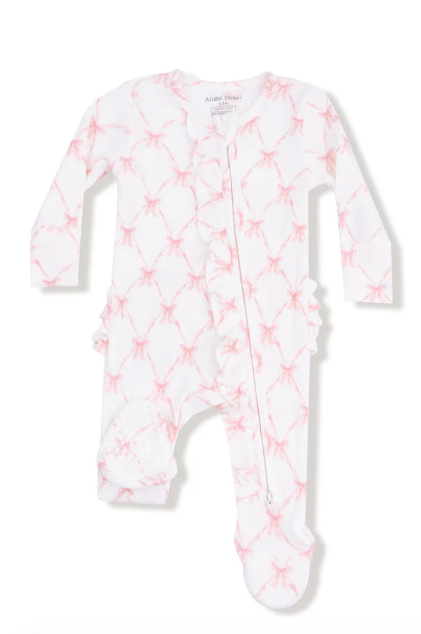 Ribbon Bow Trellis - 2 Way Ruffle Zipper Footie