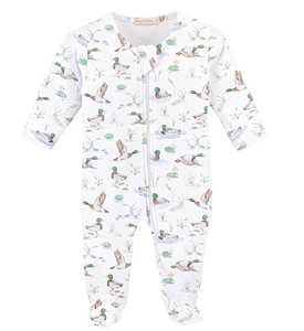 Mallard Ducks Printed Zipper Footie