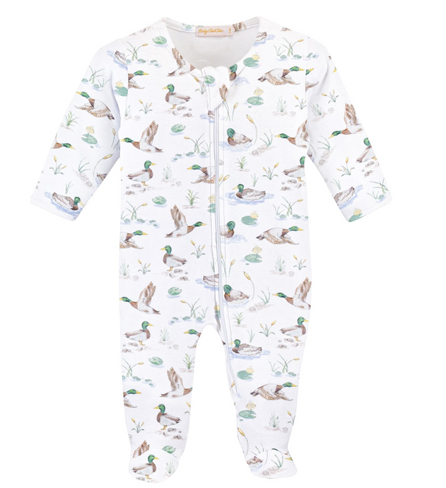Mallard Ducks Printed Zipper Footie