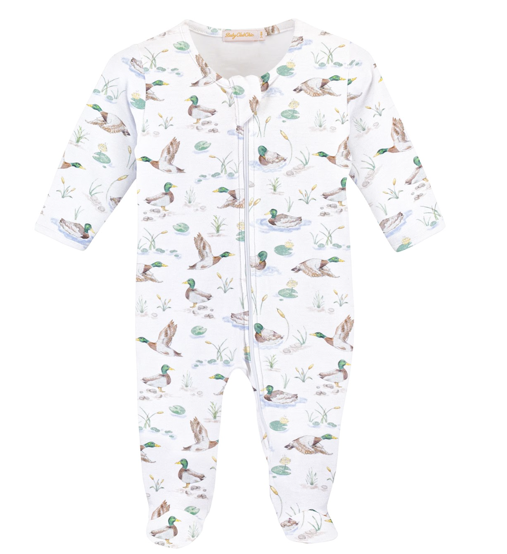 Mallard Ducks Printed Zipper Footie