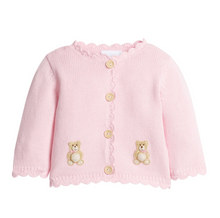 Crochet Cardigan - Pink Teddy Bear