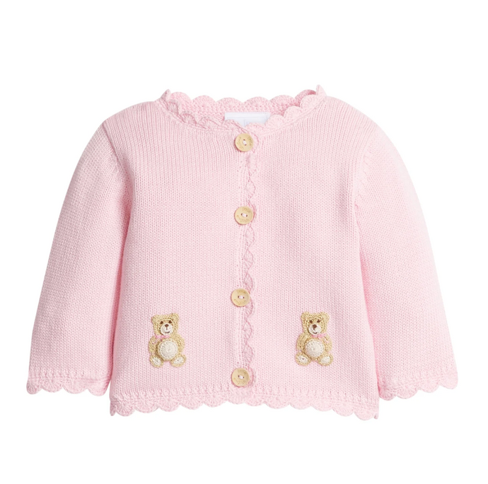 Crochet Cardigan - Pink Teddy Bear