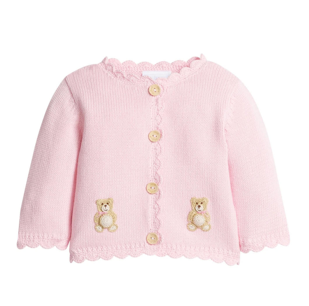 Crochet Cardigan - Pink Teddy Bear