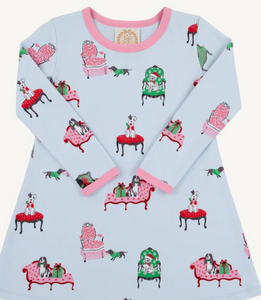 Long Sleeve Polly Play Dress in Paw-recious/Hamptons Hot Pink