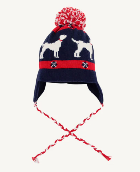 Parrish Pom Pom Hat in Nantucket Navy/Richmond Red/Dog