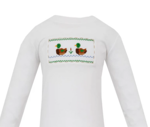 Mallard Duck - White Knit Boy's T-shirt L/S